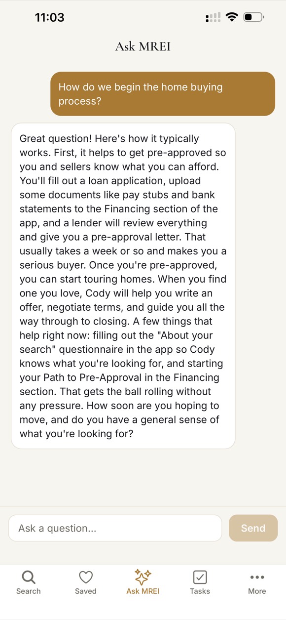 Published Ask MREI mobile app preview